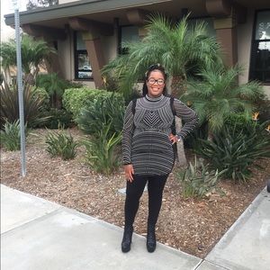 Long Sleeve Mini Black Beaded Dress